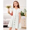 Arshiner Toddler Girls Dresses Flutter Sleeve Decorative Button Down A-line Sundress(White)