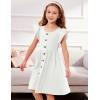Arshiner Toddler Girls Dresses Flutter Sleeve Decorative Button Down A-line Sundress(White)