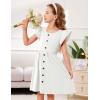 Arshiner Toddler Girls Dresses Flutter Sleeve Decorative Button Down A-line Sundress(White)