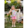 Arshiner Toddler Girls Summer Outfit Sleeveless Ruffle Top and Elastic Shorts Set Kids Short Set for 2-8 Years(Colorful Leopard)