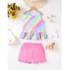 Arshiner Toddler Girls Summer Outfit Sleeveless Ruffle Top and Elastic Shorts Set Kids Short Set for 2-8 Years(Colorful Leopard)