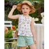 Arshiner Toddler Girls Summer Outfit Sleeveless Ruffle Top and Elastic Shorts Set Kids Short Set for 2-8 Years(Green Flower)