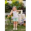 Arshiner Toddler Girls Summer Outfit Sleeveless Ruffle Top and Elastic Shorts Set Kids Short Set for 2-8 Years(Green Flower)
