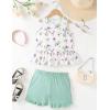 Arshiner Toddler Girls Summer Outfit Sleeveless Ruffle Top and Elastic Shorts Set Kids Short Set for 2-8 Years(Green Flower)