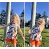 Arshiner Toddler Girls Summer Outfit Sleeveless Ruffle Top and Elastic Shorts Set Kids Short Set for 2-8 Years(Orange Flower)