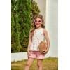 Arshiner Toddler Girls Summer Outfit Sleeveless Ruffle Top and Elastic Shorts Set Kids Short Set for 2-8 Years(Pink Flower)