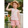 Arshiner Toddler Girls Summer Outfit Sleeveless Ruffle Top and Elastic Shorts Set Kids Short Set for 2-8 Years(Pink Flower)