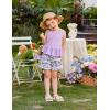 Arshiner Toddler Girls Summer Outfit Sleeveless Ruffle Top and Elastic Shorts Set Kids Short Set for 2-8 Years(Purple Butterfly)