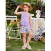 Arshiner Toddler Girls Summer Outfit Sleeveless Ruffle Top and Elastic Shorts Set Kids Short Set for 2-8 Years(Purple Butterfly)