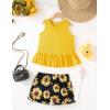 Arshiner Toddler Girls Summer Outfit Sleeveless Ruffle Top and Elastic Shorts Set Kids Short Set for 2-8 Years(Sunflower)
