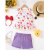 Arshiner Toddler Girls Summer Outfit Sleeveless Ruffle Top and Elastic Shorts Set Kids Short Set for 2-8 Years(White Flower)