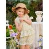 Arshiner Toddler Girls Summer Outfit Sleeveless Ruffle Top and Elastic Shorts Set Kids Short Set for 2-8 Years(Yellow Flower)