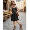 Arshiner Toddler Summer Dress Little Girls Sleeveless Bowknot Sundress Casual Beach Party Dresses with Pocket(Black)