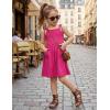 Arshiner Toddler Summer Dress Little Girls Sleeveless Bowknot Sundress Casual Beach Party Dresses with Pocket(Hot Pink)