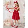 Arshiner Toddler Summer Dress Little Girls Sleeveless Bowknot Sundress Casual Beach Party Dresses with Pocket(Red)