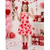 Arshiner Toddler Summer Dress Little Girls Sleeveless Bowknot Sundress Casual Beach Party Dresses with Pocket(Red Heart)