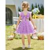 Arshiner Toddler Tutu Dress Little Girls Summer Tulle Backless Party Birthday Cotton Dresses 2-6Y(Purple Flower)