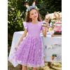 Arshiner Toddler Tutu Dress Little Girls Summer Tulle Backless Party Birthday Cotton Dresses 2-6Y(Purple Flower)