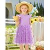 Arshiner Toddler Tutu Dress Little Girls Summer Tulle Backless Party Birthday Cotton Dresses 2-6Y(Purple Flower)