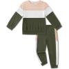 Arshiner Boys Clothes Color Block Sweatshirt & Casual Pants 2Pcs Fall Winter Outfits Set for Kids 2-12 Years(Beige & Army Green)