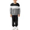 Arshiner Boys Clothes Color Block Sweatshirt & Casual Pants 2Pcs Fall Winter Outfits Set for Kids 2-12 Years(Black & Gray)