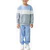Arshiner Boys Clothes Color Block Sweatshirt & Casual Pants 2Pcs Fall Winter Outfits Set for Kids 2-12 Years(Blue & White Stripe)