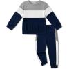Arshiner Boys Clothes Color Block Sweatshirt & Casual Pants 2Pcs Fall Winter Outfits Set for Kids 2-12 Years(Gray & White)