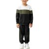 Arshiner Boys Clothes Color Block Sweatshirt & Casual Pants 2Pcs Fall Winter Outfits Set for Kids 2-12 Years(White & Army Green)