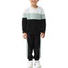 Arshiner Boys Clothes Color Block Sweatshirt & Casual Pants 2Pcs Fall Winter Outfits Set for Kids 2-12 Years(White & Green Stripe)
