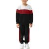Arshiner Boys Clothes Color Block Sweatshirt & Casual Pants 2Pcs Fall Winter Outfits Set for Kids 2-12 Years(White & Red Stripe)
