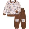 Arshiner Boys Pant Sets Long Sleeve Shirts and Pants Crewneck Sweatshirt for Fall Winter（2T- 8-9）(Beige & Brown)