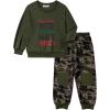 Arshiner Boys Pant Sets Long Sleeve Shirts and Pants Crewneck Sweatshirt for Fall Winter（2T- 8-9）(Green & Camo)