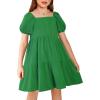 Arshiner Girls Dresses Short Sleeve Ruffle Chiffon Summer Flowy Dress with Square Neck(A Green)