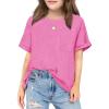 Arshiner Girls Oversized T Shirts with Pocket Short Sleeve Basic Crewneck Summer Casual Loose Tops Clothes 5-12 Years(Peach Pink)