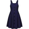 Arshiner Girl’s Spaghetti Strap Button Down Midi Sleeveless Summer Casual Sundress A-line Dress with Pockets(Navy Blue)