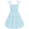 Arshiner Girls’ Summer Sundress Boho Spaghetti Strap Ruffled Tiered Dresses Casual Midi Cami Dress(Blue)