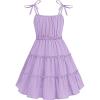 Arshiner Girls’ Summer Sundress Boho Spaghetti Strap Ruffled Tiered Dresses Casual Midi Cami Dress(Purple)