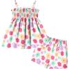 Arshiner Toddler Baby Girls Summer Clothes 2 Piece Outfits Ruffle Hem Camisole & Shorts Set with Pockets Cute Tracksuit 2-8Y(Color)