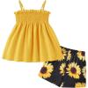 Arshiner Toddler Baby Girls Summer Clothes 2 Piece Outfits Ruffle Hem Camisole & Shorts Set with Pockets Cute Tracksuit 2-8Y(Yellow)