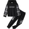 Arshiner Toddler Boys Plaid Shirt Tops Pants Set Hoodie Sweatsuit for Fall Winter Spring Outfits 2-8 Years(Black & Grey Plaid)