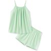 Arshiner Toddler Girl Summer Clothes 2 Piece Loose Spaghetti Strap Tank Top and Short Set Kids Clothing Sets with Pockets(Light Green)