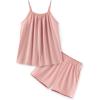 Arshiner Toddler Girl Summer Clothes 2 Piece Loose Spaghetti Strap Tank Top and Short Set Kids Clothing Sets with Pockets(Light Pink)