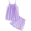 Arshiner Toddler Girl Summer Clothes 2 Piece Loose Spaghetti Strap Tank Top and Short Set Kids Clothing Sets with Pockets(Purple)
