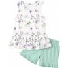 Arshiner Toddler Girls Summer Outfit Sleeveless Ruffle Top and Elastic Shorts Set Kids Short Set for 2-8 Years(Green Flower)