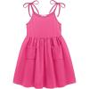 Arshiner Toddler Summer Dress Little Girls Sleeveless Bowknot Sundress Casual Beach Party Dresses with Pocket(Hot Pink)
