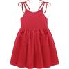 Arshiner Toddler Summer Dress Little Girls Sleeveless Bowknot Sundress Casual Beach Party Dresses with Pocket(Red)