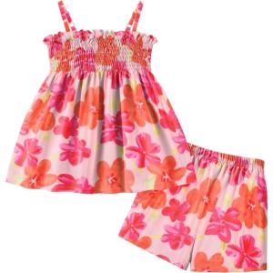 Arshiner Toddler Baby Girls Summer Clothes 2 Piece Outfits Ruffle Hem Camisole & Shorts Set with Pockets Cute Tracksuit 2-8Y(Purple)