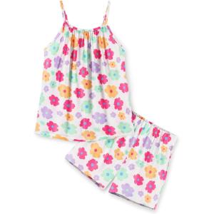 Arshiner Toddler Girl Summer Clothes 2 Piece Loose Spaghetti Strap Tank Top and Short Set Kids Clothing Sets with Pockets(Colorful Flower)