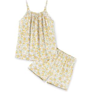 Arshiner Toddler Girl Summer Clothes 2 Piece Loose Spaghetti Strap Tank Top and Short Set Kids Clothing Sets with Pockets(Yellow Flower)