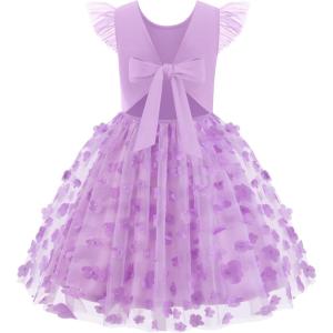 Arshiner Toddler Tutu Dress Little Girls Summer Tulle Backless Party Birthday Cotton Dresses 2-6Y(Purple Flower)